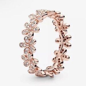 Pandora Rose Gold Floral Ring with Clear Crystals